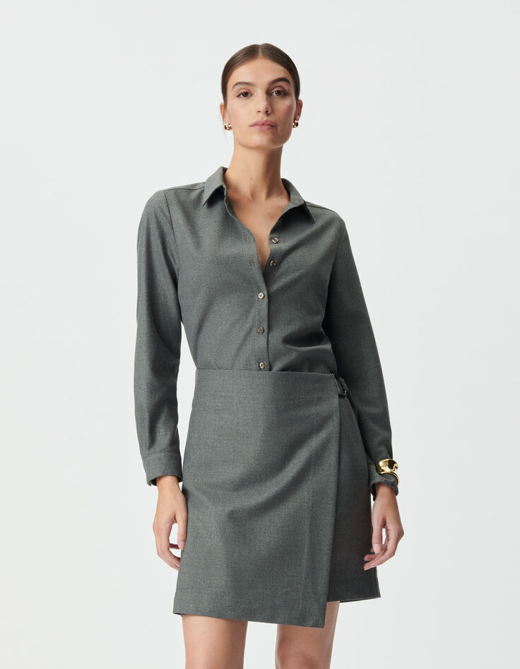 Women’s grey wraparound shirt dress-3 Women’s grey wraparound shirt dress-3