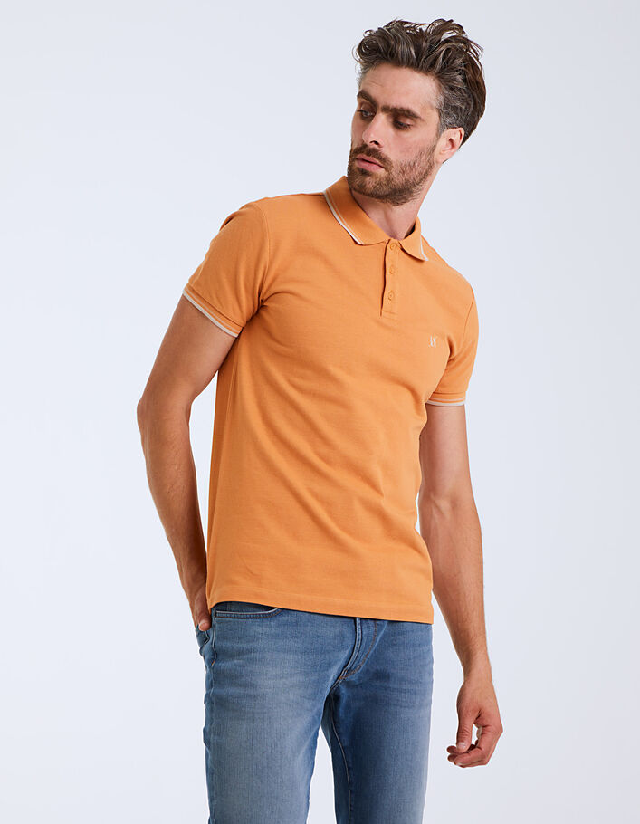 Men's mandarin and beige IKKS polo shirt - IKKS