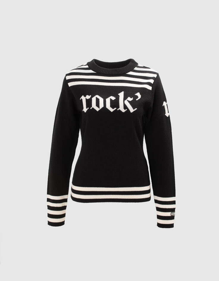 Women&rsquo;s black knit Rock slogan IKKS x DUVILLARD sweater-6