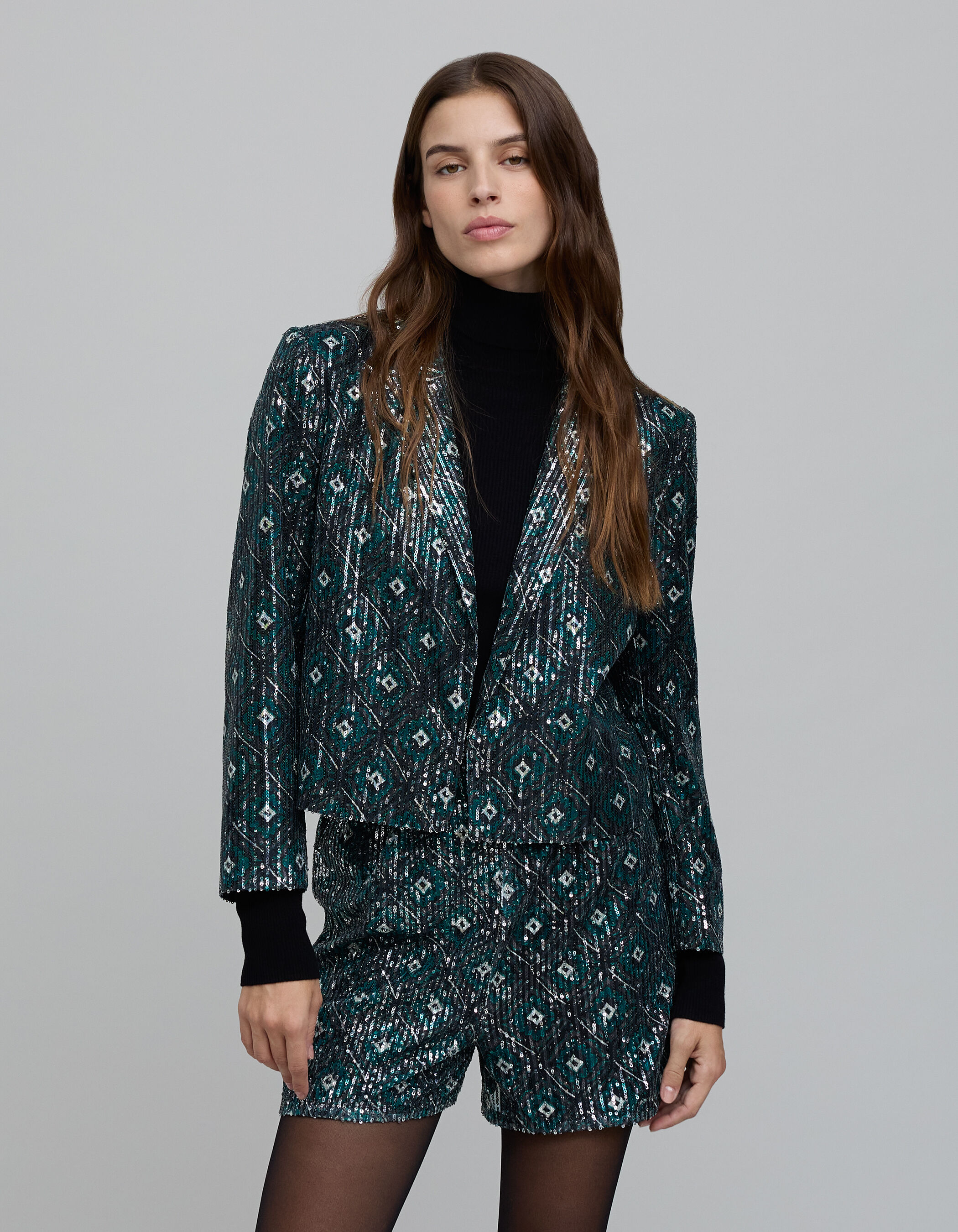 Geometric print jacket hot sale