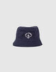 Boys’ printed ecru/navy reversible sun hat-2