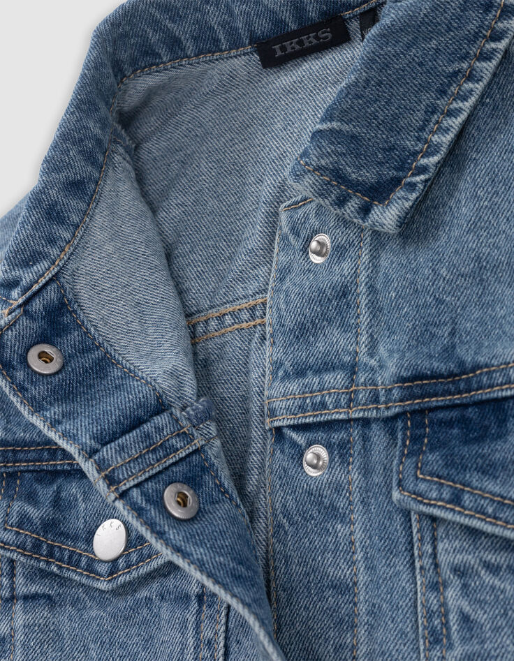Veste en jean bleu cropped fille-8