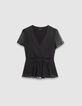 Top noir à smocks manches courtes-5