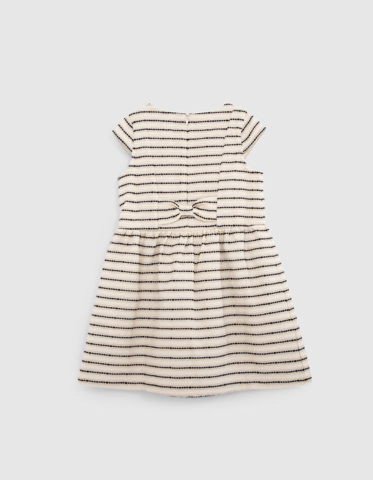 Girls’ ecru dress with striped motif jacquard-4