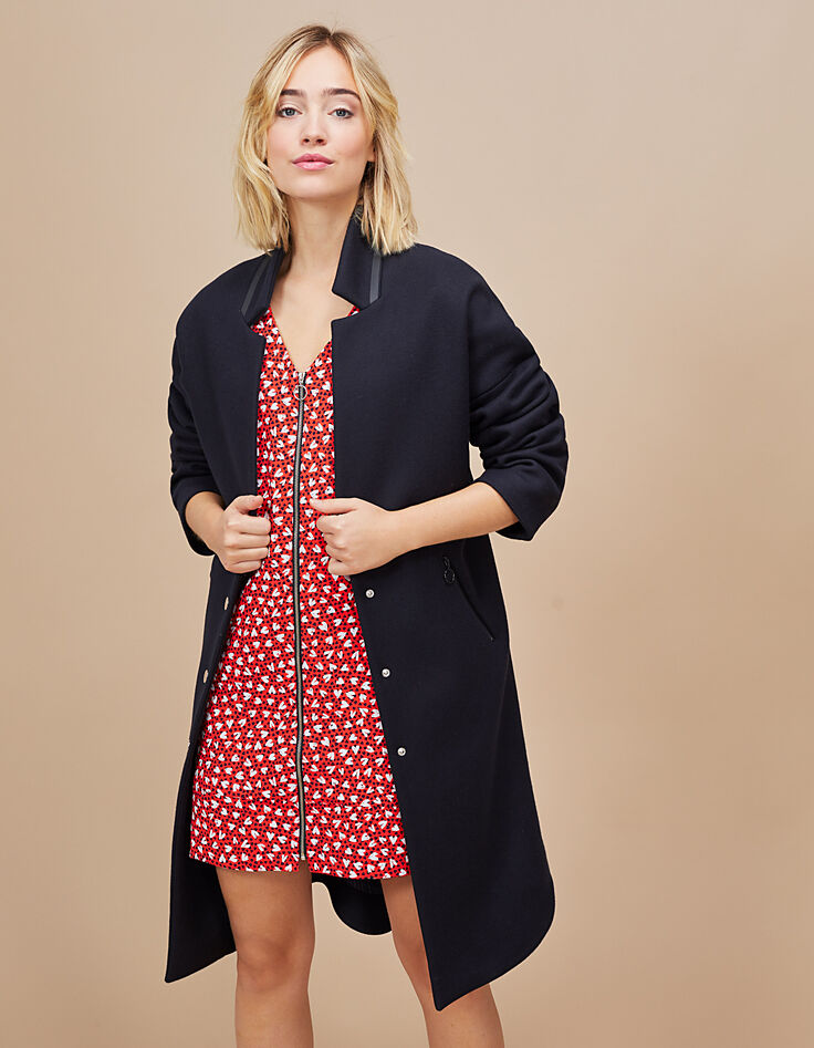 Manteau noir long détail au col I.Code-4 Manteau noir long détail au col I.Code-4