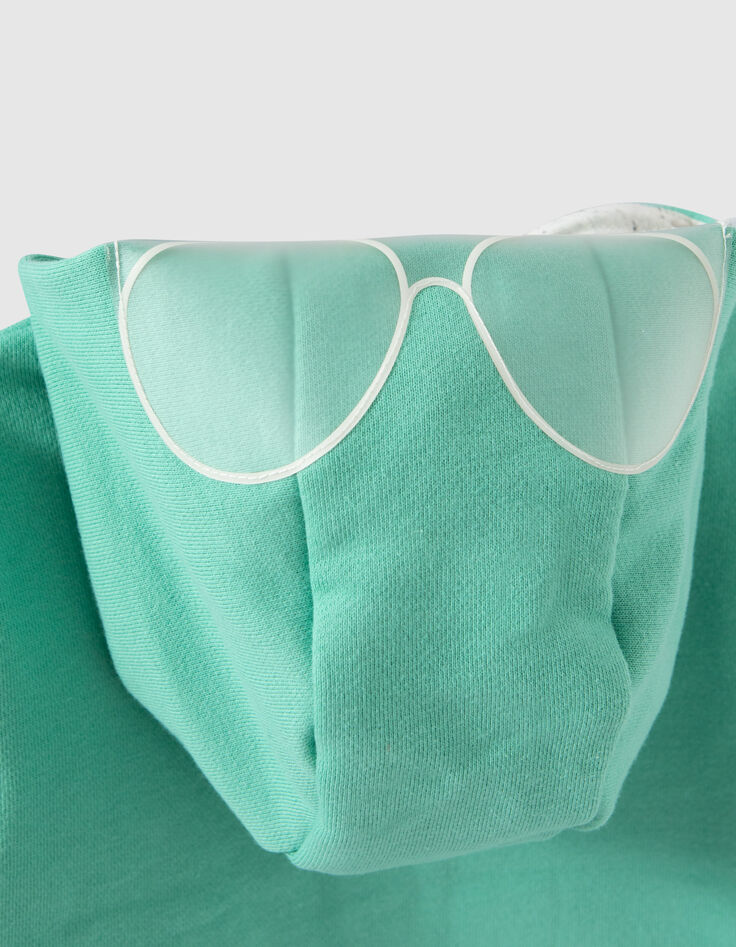 Baby boys’ green sweatshirt fabric cardigan, goggles hood-5