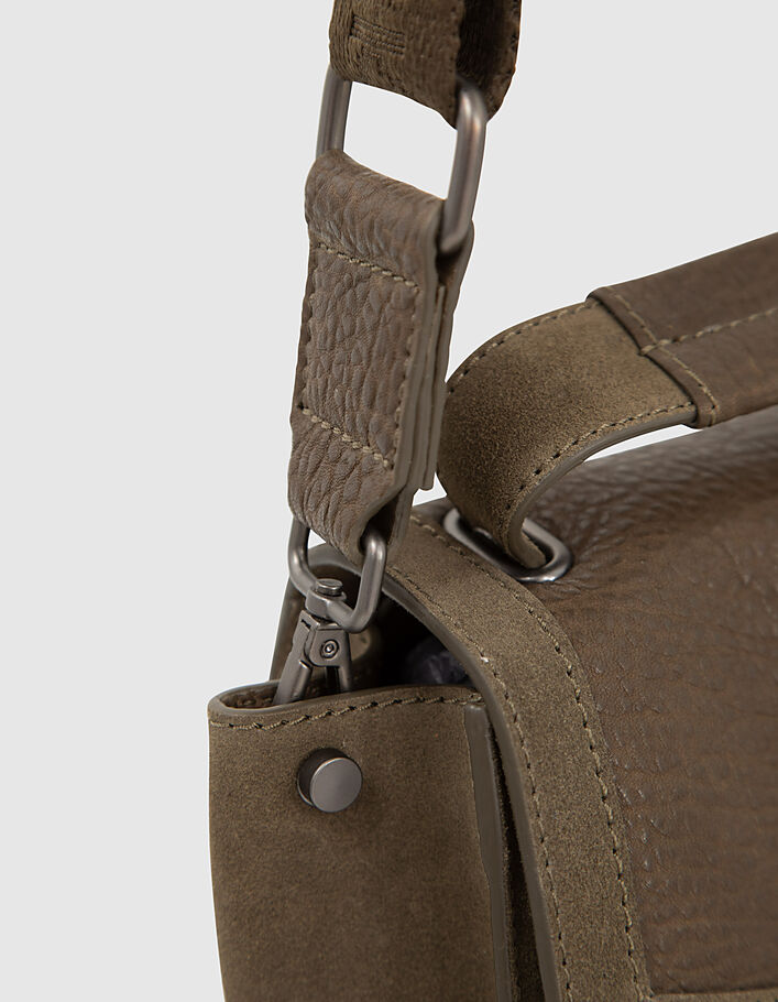 Women’s khaki leather mix The Military Driver bag-5