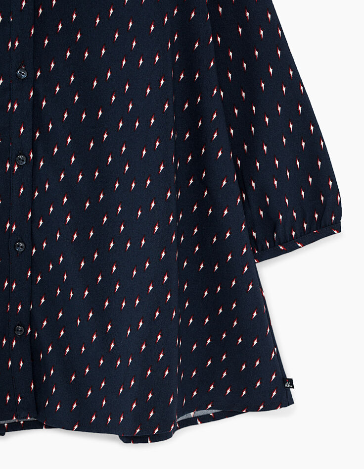 Robe-chemise navy imprimé éclairs fille-5