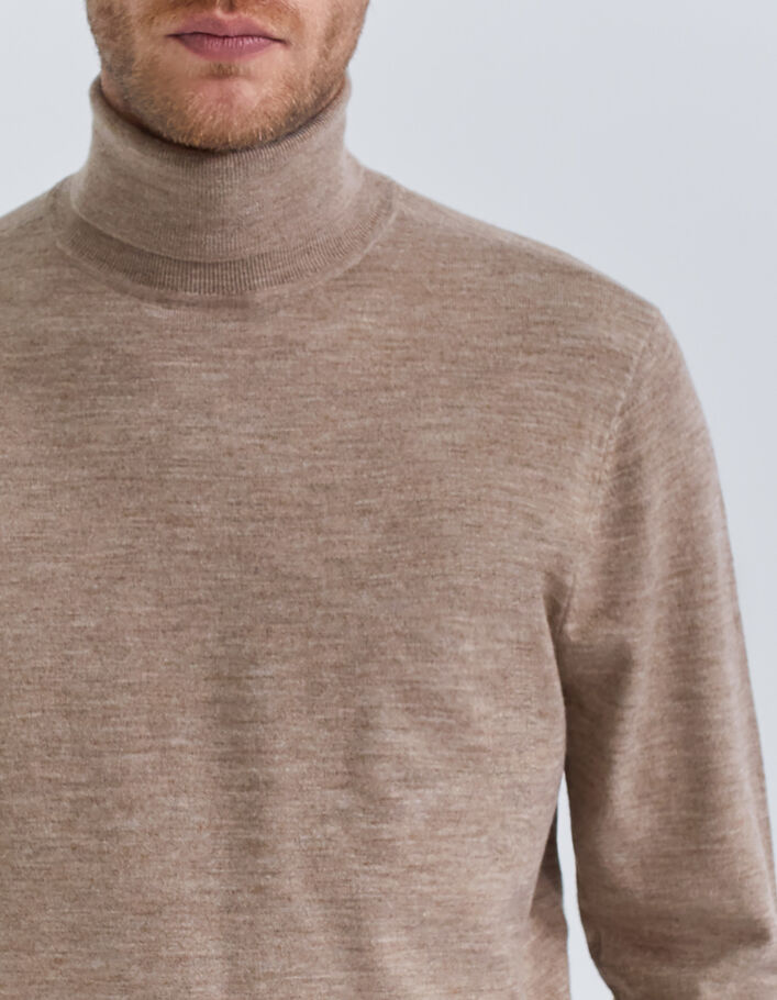 Men’s cappuccino knit roll-neck sweater-3