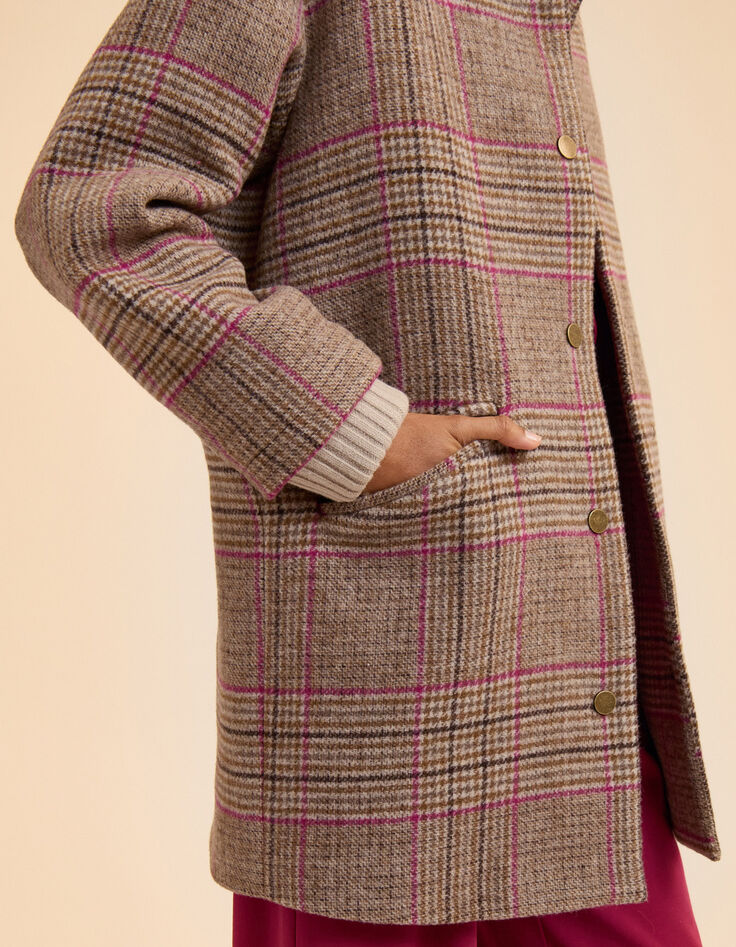 Manteau camel motif carreaux I.Code-5