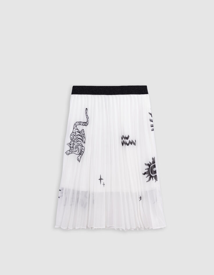 Jupe longue blanche plissée imprimé maxi motifs fille-4
