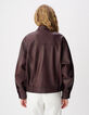Bomber oversize de mujer en piel burdeos-4