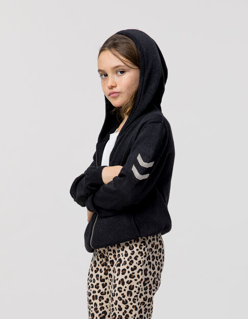Cardigan noir tricot lurex à chevrons-bijou fille - IKKS