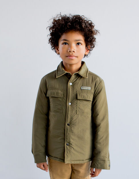 Jungen-Wendejacke, khaki/camel, Veloursgewebe