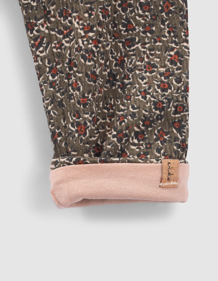 Babymädchen-Wende-Leggings, Khaki mit Print und Rosa-6