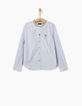 Chemise rayée flocage velours dos fille-1