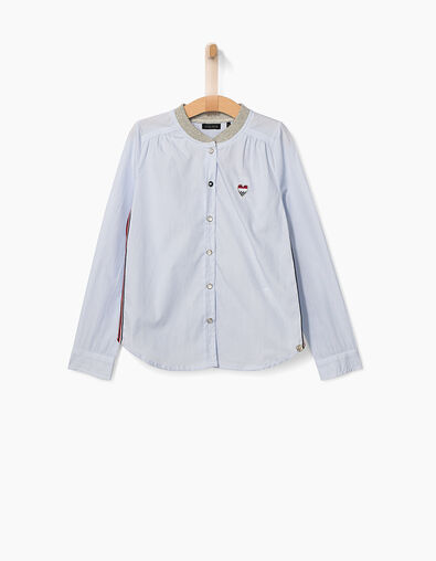Chemise rayée flocage velours dos fille - IKKS