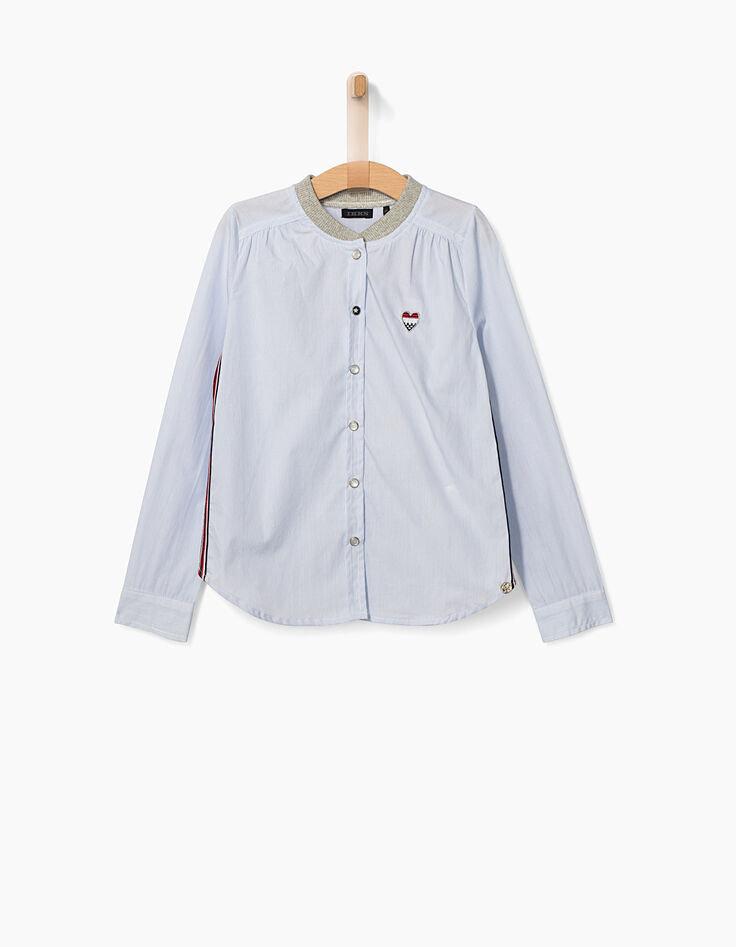 Chemise rayée flocage velours dos fille-1