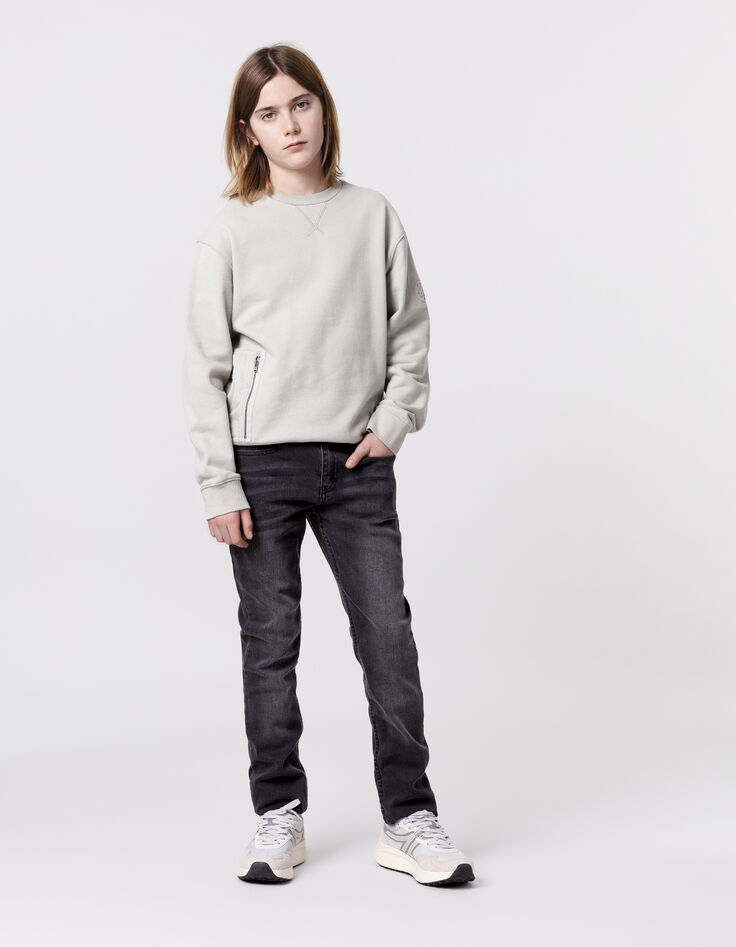 Groene sweater biokatoen ritszak twee materialen jongens-2