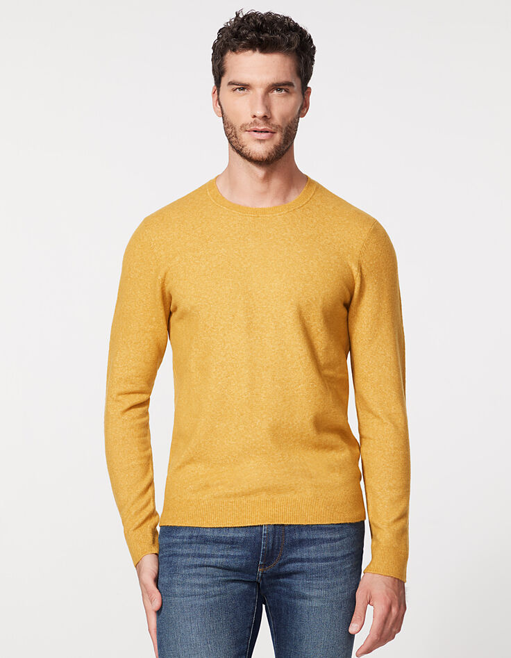 Pull jaune ocre tricot laine mélangée Homme-2