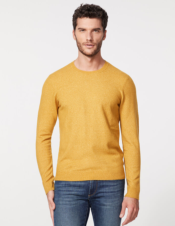 Men’s ochre yellow wool blend knit sweater - IKKS