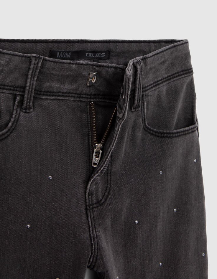 MOM washed black jeans with girl studs-5