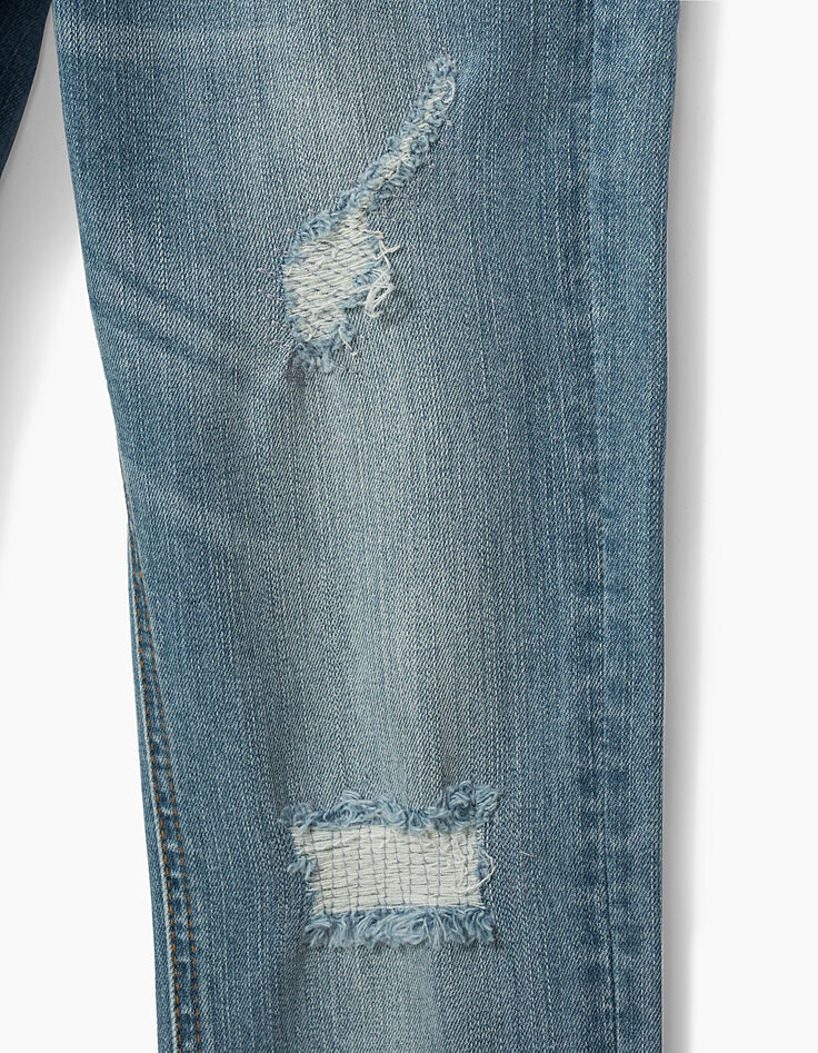 Boys' light blue distressed slim jeans -4