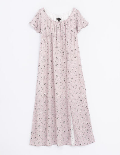 Girls’ violet micro-flower print Ecovero® long dress - IKKS