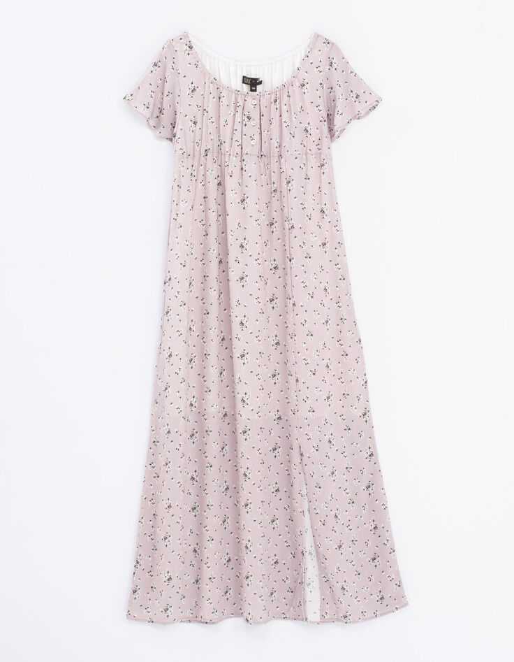Robe longue parme Ecovero® imprimé micro fleurs fille-1