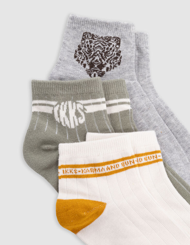 Chaussettes kaki, grises, écrues garçon-2