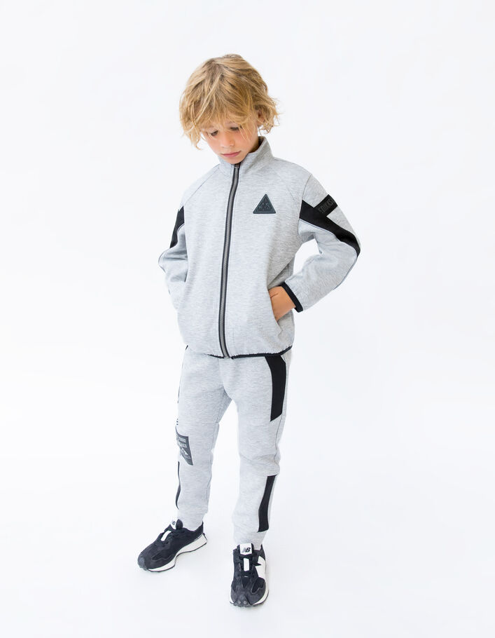 Boys’ grey cardigan with black and reflective details - IKKS