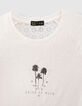 T-shirt blanc bi-mati&egrave;re dos dentelle fille-4