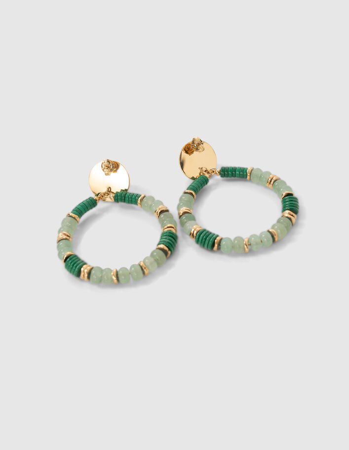 Women’s gold-tone earrings with African turquoise beads - IKKS