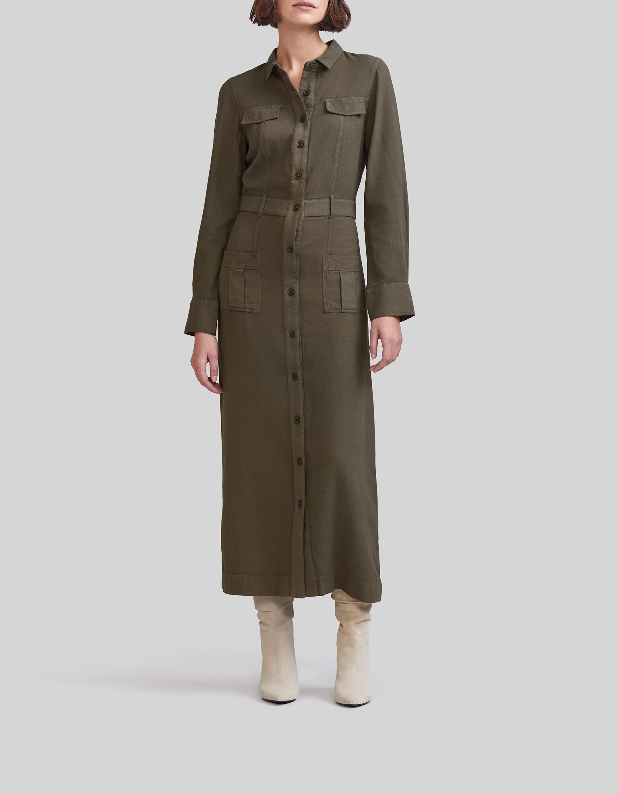 Women s wakame organic cotton long shirt dress IKKS