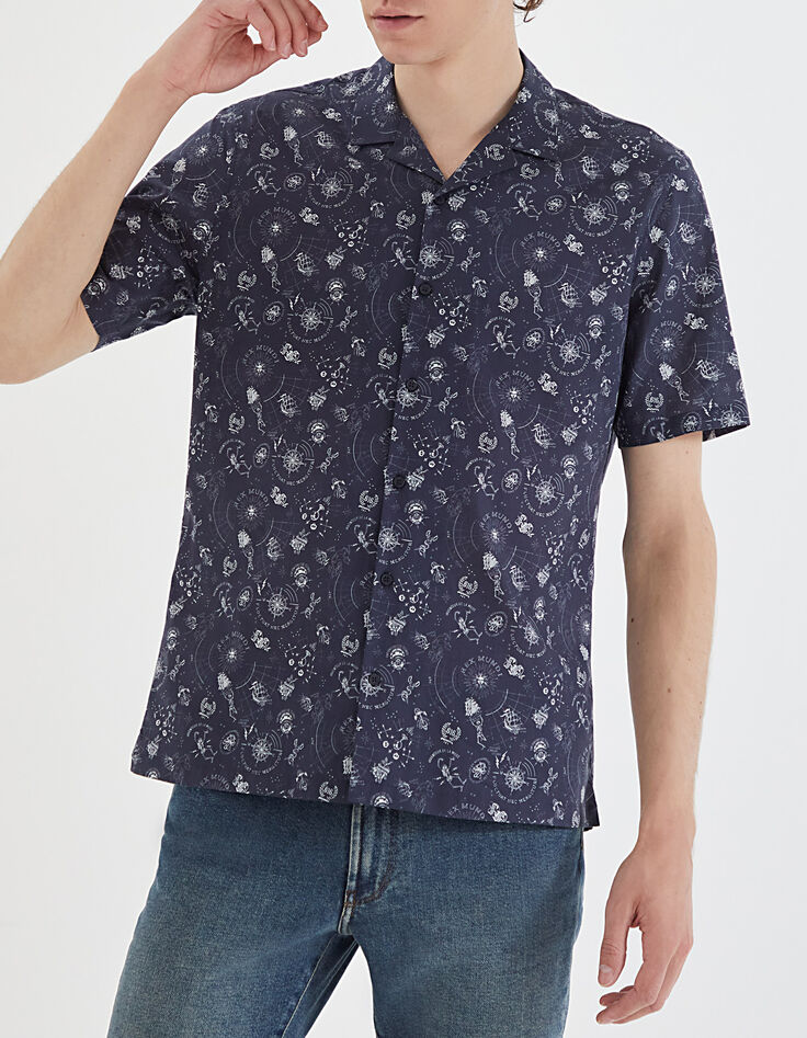 Camisa REGULAR marino estampado tattoos Hombre-2