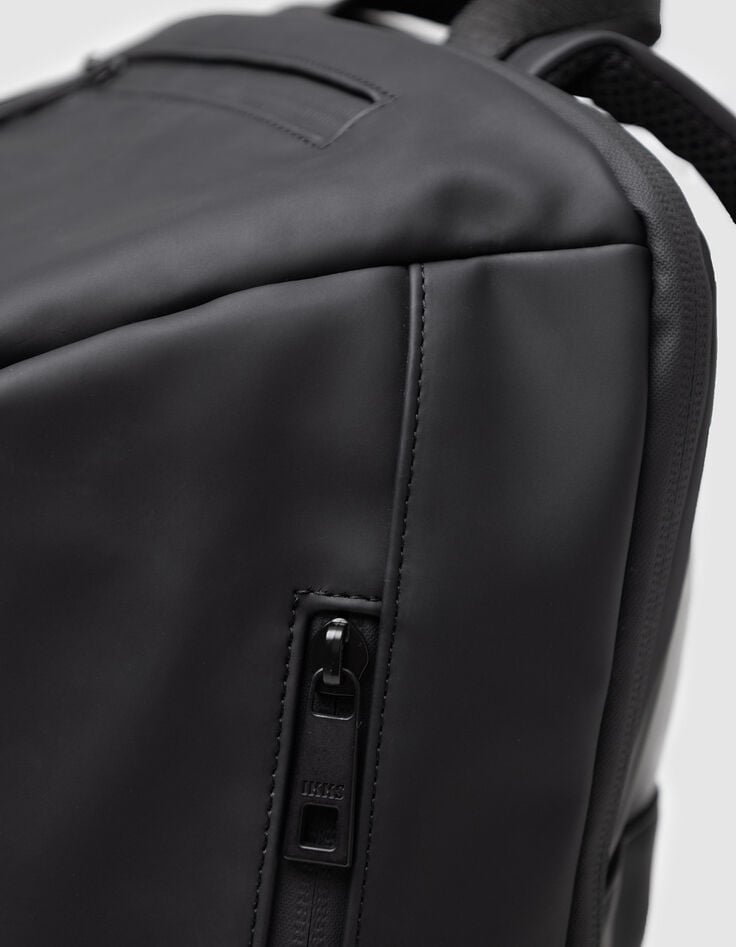 Schwarzer Nylon-Rucksack mit Wax-Effekt für Herren-3