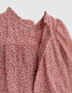Blouse rose coton bio petites fleurs faux-uni bébé fille-5