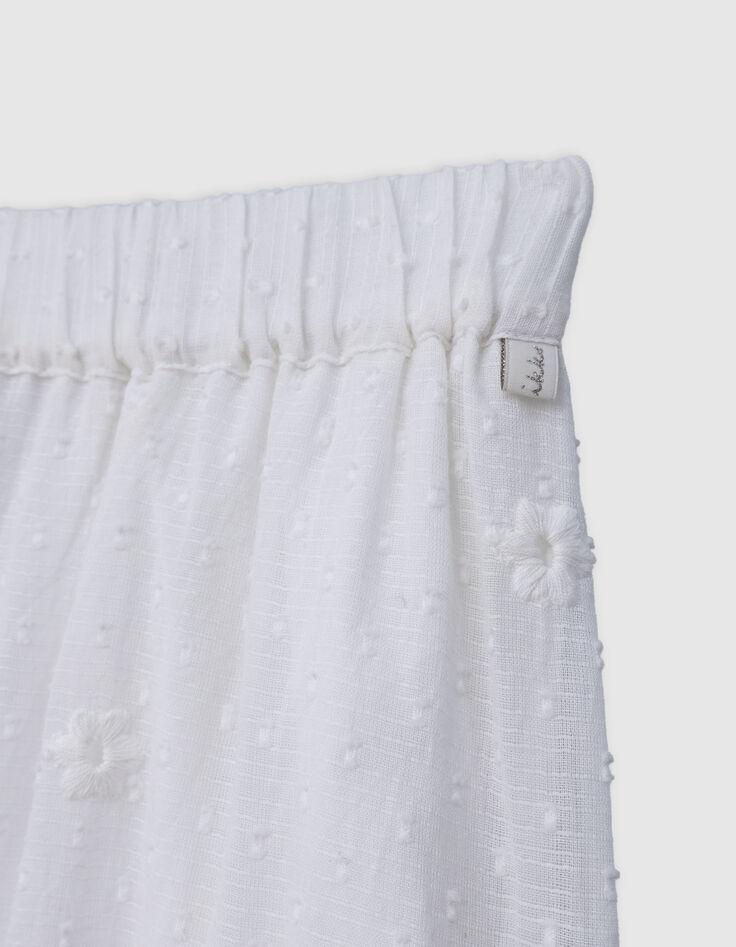 Jupe blanche jacquard plumetis et fleurs brodées fille-6