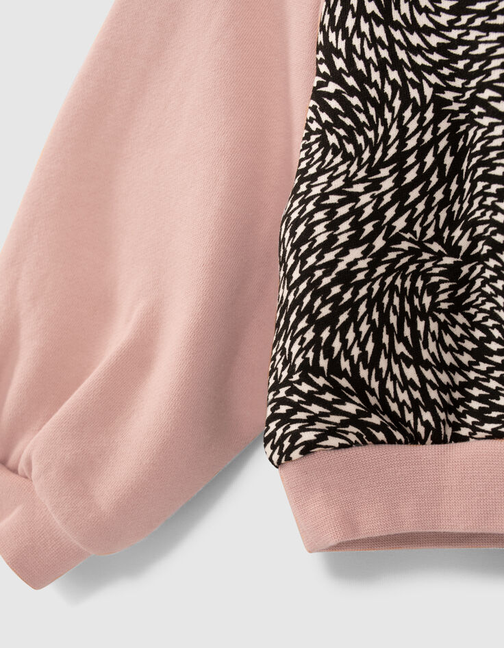 Sweat rose et imprim&eacute; graphique fille-6