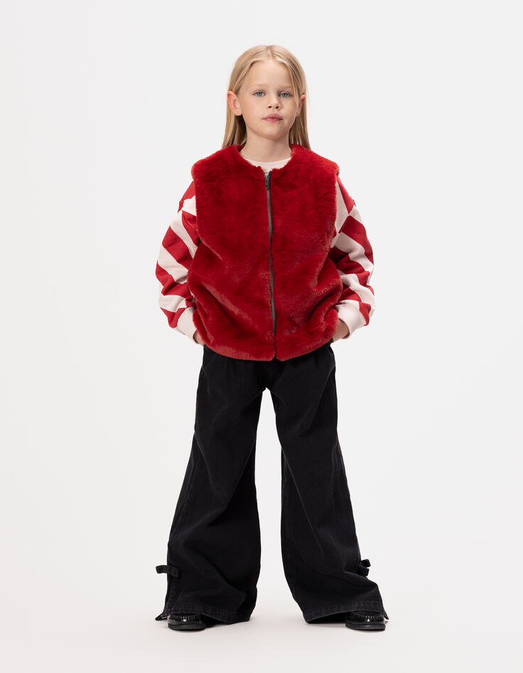 Girls’ 2-in-1 black parka and red gilet-1