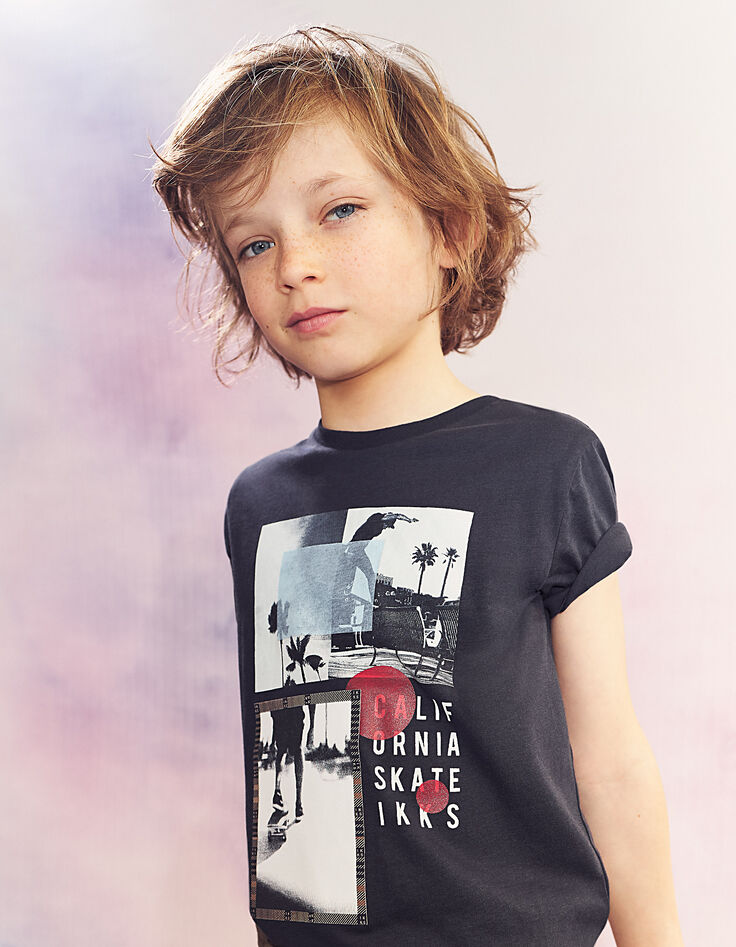 Boys' navy skateboarder T-shirt -1
