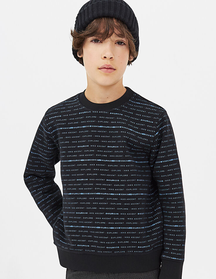 Sudadera reversible negro y granito jaspeado niño -1