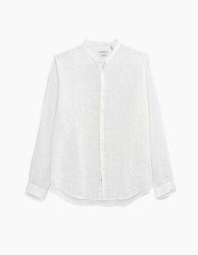 Wit SLIM fit overhemd met Mao-kraag in linnen Heren - IKKS