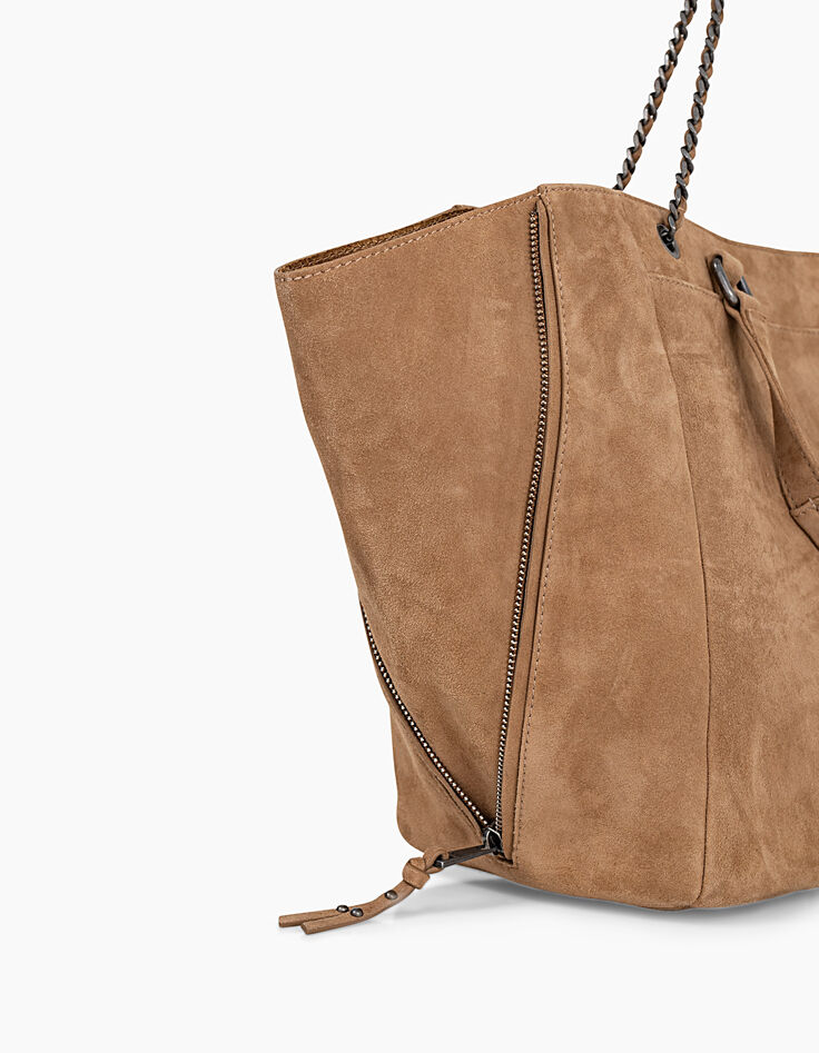 Women’s THE SAND 1440 ROCK suede chevron quilted tote bag-2
