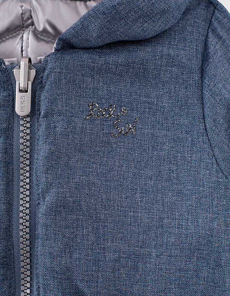 Doudoune réversible argent et Tencel® bleu bébé fille-7