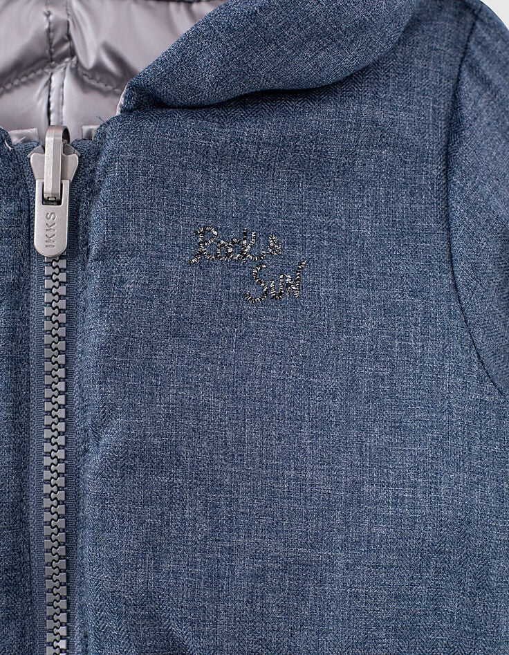 Doudoune réversible argent et Tencel® bleu bébé fille-7 Doudoune réversible argent et Tencel® bleu bébé fille-7