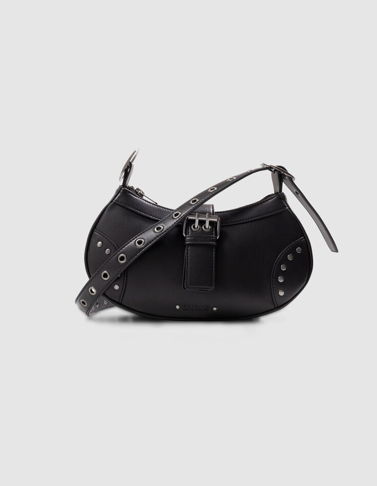 Zwarte handtas met sierstuds meisjes-1