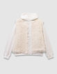 Cardigan à capuche 2-en-1 écru et gilet sans manches fille-3