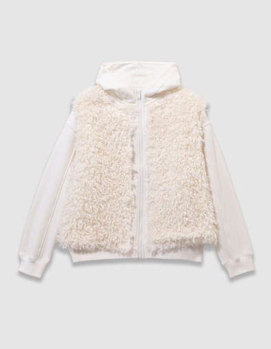 Cremewei&szlig;e M&auml;dchensweatjacke 2in1-Kapuze &auml;rmellose Weste - IKKS