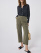 Khaki Damencargohose mit hohem Bund aus Lenzing™ Lyocell™-7